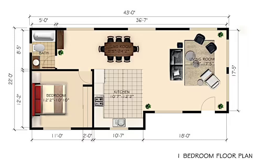 Garage Conversion in Los Angeles, 90002 (1000 sq. ft.) - Floor Plan (exploratory)