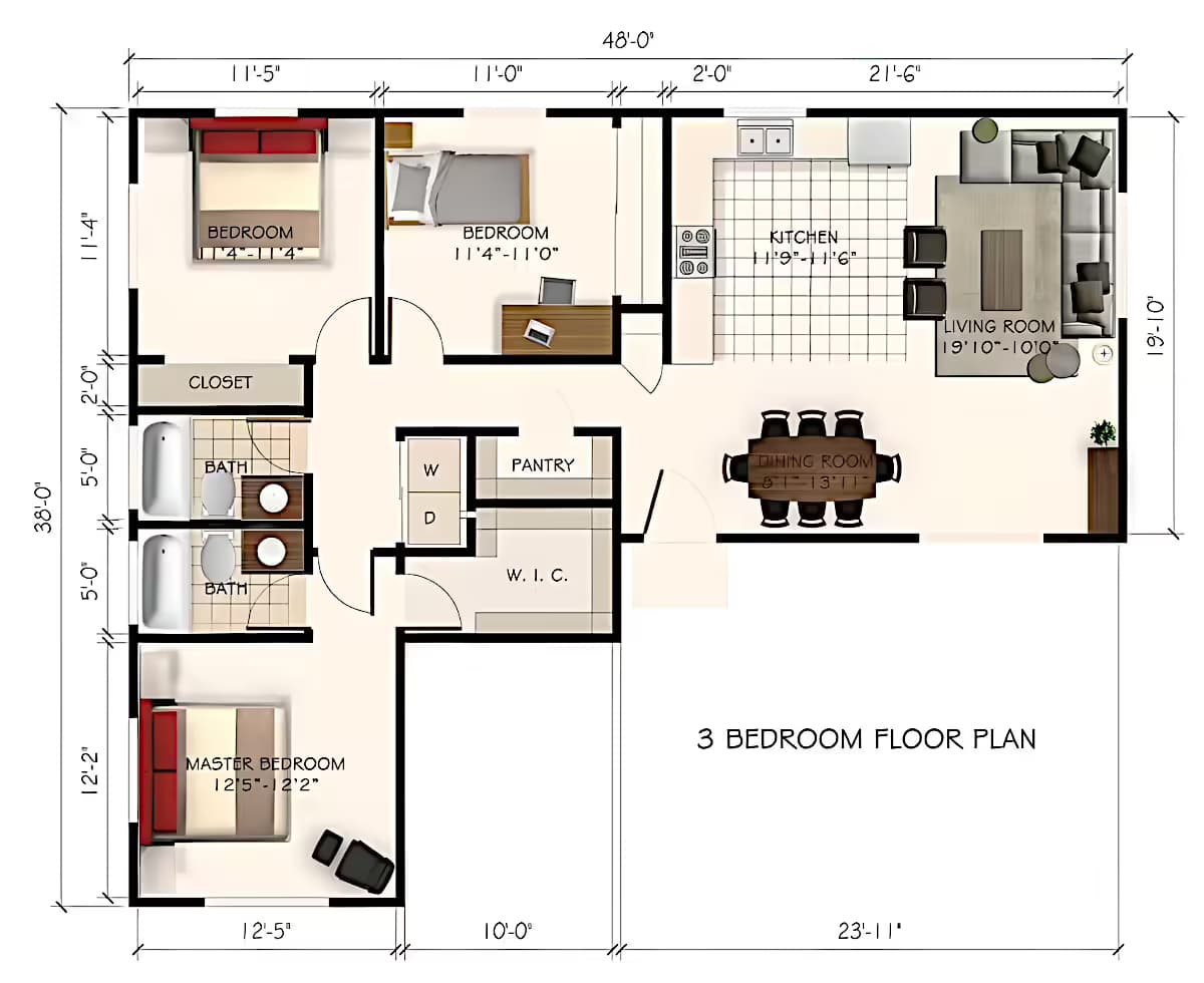 New Construction in North Hills, 91343 (1200 sq. ft.) - Floor Plan (final)