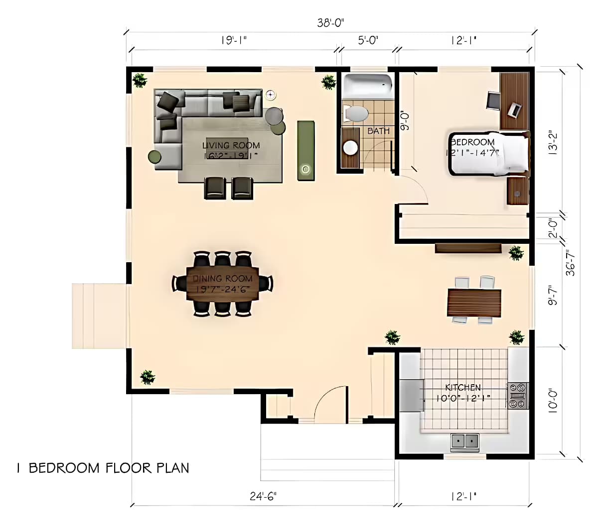New Construction in Burbank, 91505 (1200 sq. ft.) - Floor Plan (exploratory)
