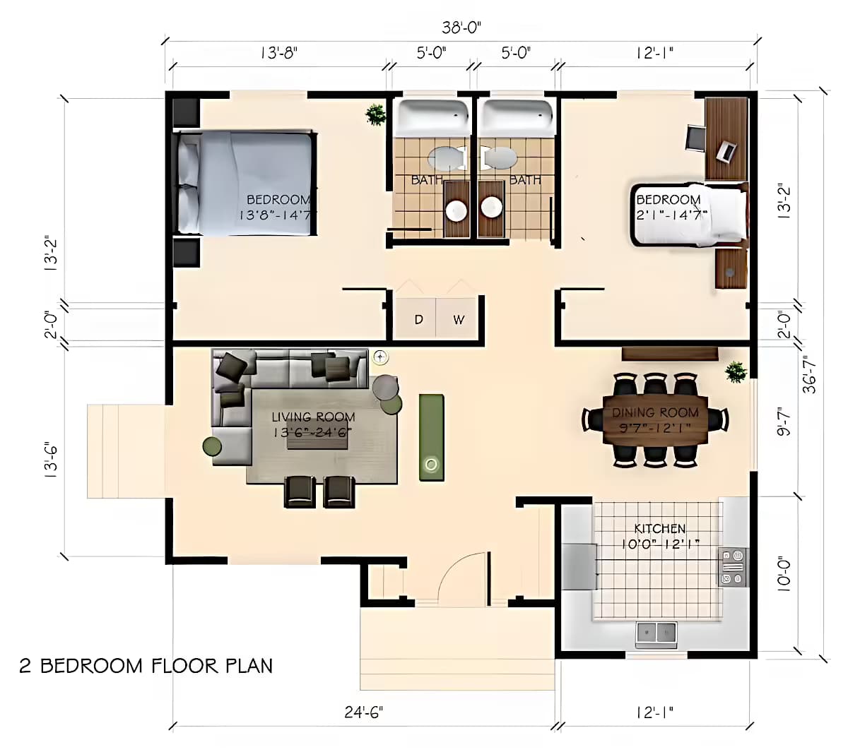 New Construction in Burbank, 91505 (1200 sq. ft.) - Floor Plan (final)