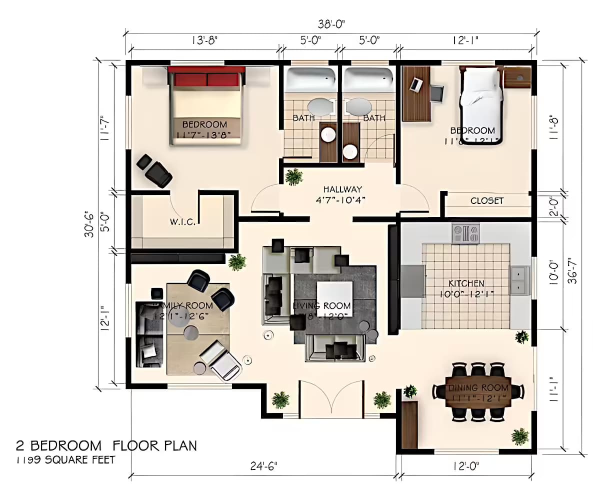 New Construction in North Hollywood, 91605 (1200 sq. ft.) - Floor Plan (final)