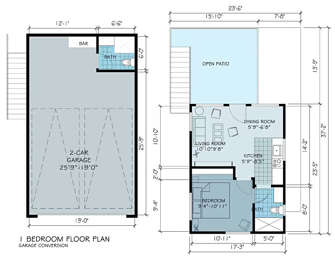 Garage Conversion in Burbank, 91506 (600 sq. ft.) - Floor Plan (final)