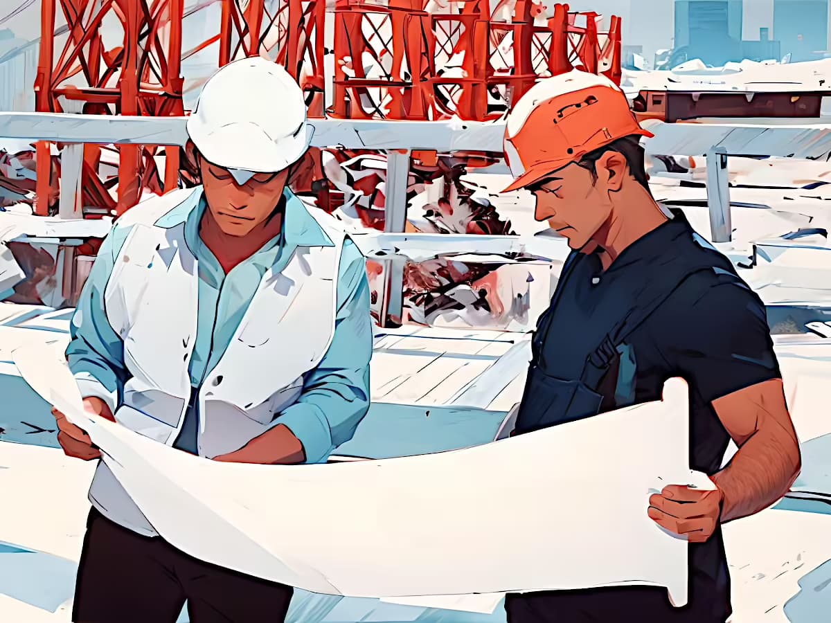 ADU construction in California with architect and contractor reviewing building plans