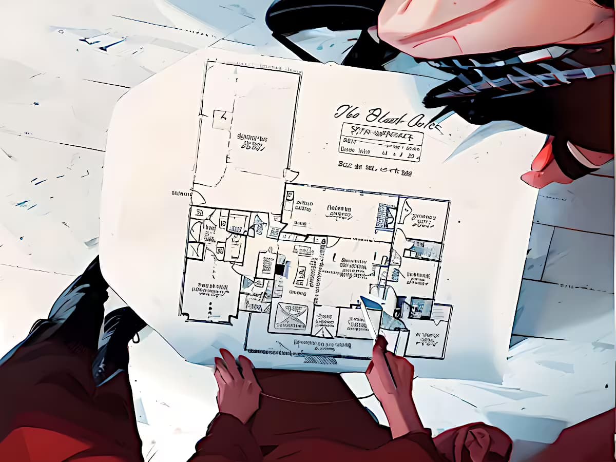 A homeowner reviewing proposed ADU floor plan with an architect