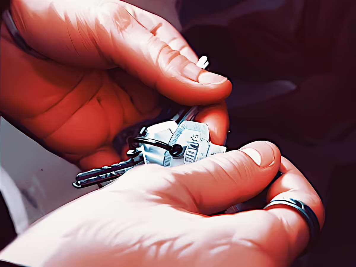 Tenant with keys in hand to a rented ADU unit